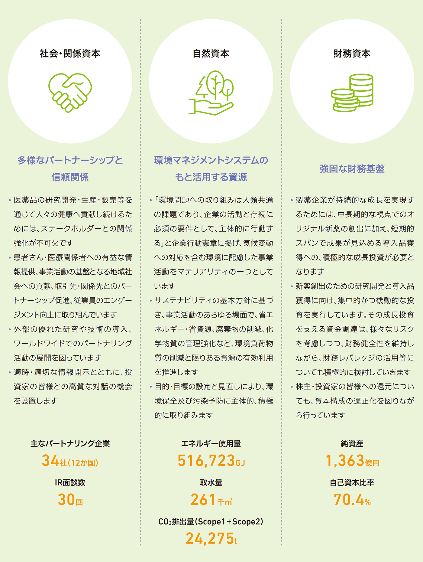図：経営資本（社会・関係資本/自然資本/財務資本）