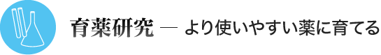 育薬研究 ─ より使いやすい薬に育てる